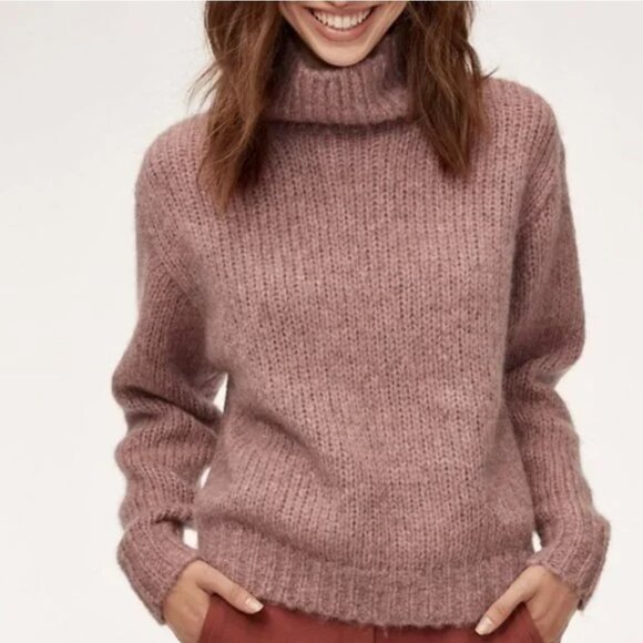 Aritzia Wilfred Alpaca Montpellier Sweater Sz XS Dusty Pink Chunky - Picture 1 of 10
